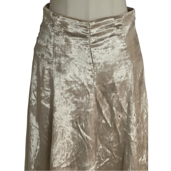 House of Harlow 1960 Velvet Taupe Champagne A-Line Skirt 26 S Flowy Boho Maxi - Picture 4 of 7